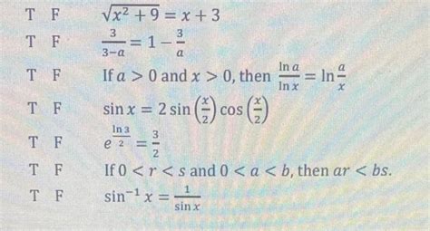 Solved T Fx29x3 T F 3−a31−a3 T F If A0 And X0 Then