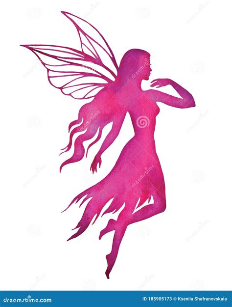 Fairy, Watercolor Vector Silhouette Illustration Stock Vector ...