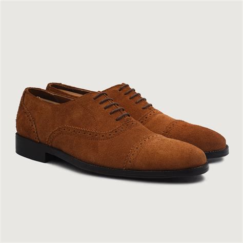 Greyson Brogues Oxford Brown Suede Leather Shoes For Men - The Jacket Maker