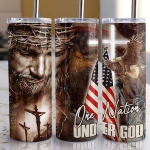 One Nation Under God American Eagle US Flag 20oz Tumbler Sublimation