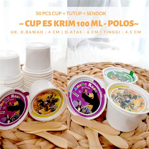 Jual Cup Ice Cream Plastik Cup Eskrim Praktis Cup Es Krim Lengkap 100ml Shopee Indonesia