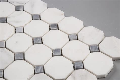 Carrara Carrera Bardiglio Grey Marble Mosaic Octagon Shower Tile