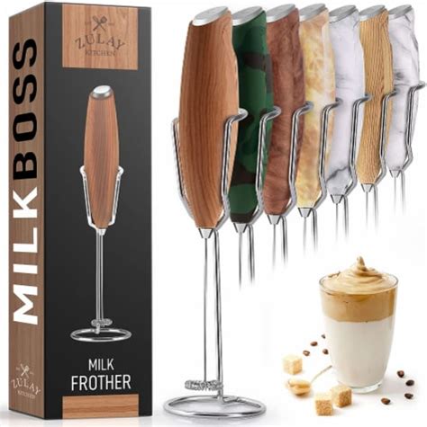 Zulay Kitchen Milk Frother With Holster Stand Oak Smiths Food