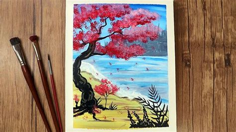 Tree Landscape Painting with Acrylics Step by Step | Painting ...