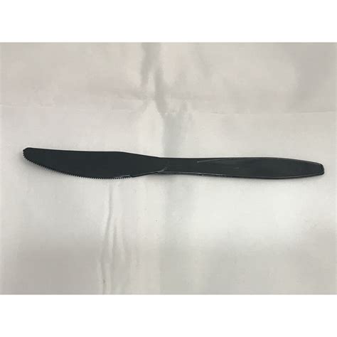 7 190MM LUXURY PLASTIC CUTLERY KNIFE BLACK 50 S 40PKT CTN