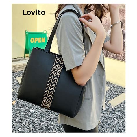 Lovito Women Casual Tribal Print Pattern Shoulder Tote Bag Lfa