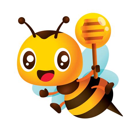 Abeja Linda De Dibujos Animados Sosteniendo Un Cuchar N De Miel Con