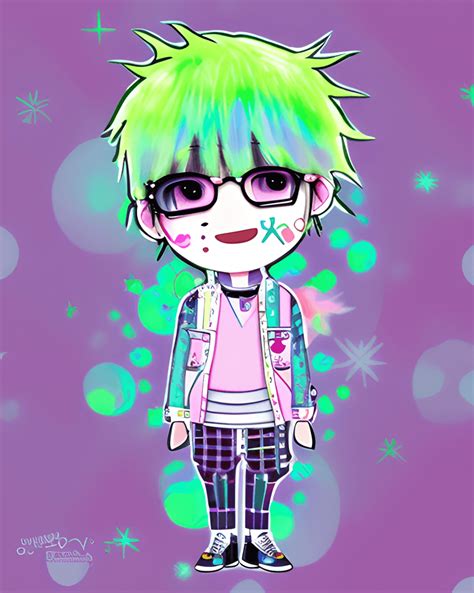 Decora Boy Pastel Colors Kawaii Chibi Cartoon Illustration Painting