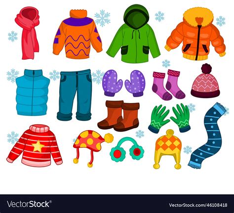 set  kids warm winter clothes royalty  vector image
