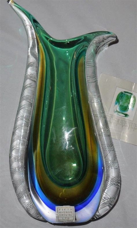 Bnwt Art Deco Fifth Avenue Crystal Ltd Handmade Art Glass Vase 1940687527