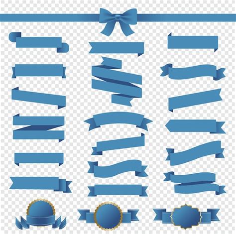 Conjunto De Cintas Azules Con Fondo Transparente Vector Premium