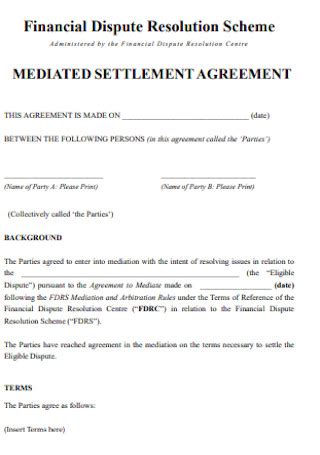 Mediation Settlement Agreement Template