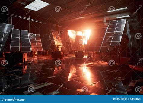 Assembly of Spacecraft Solar Panels in Spotless Environment Stock ...