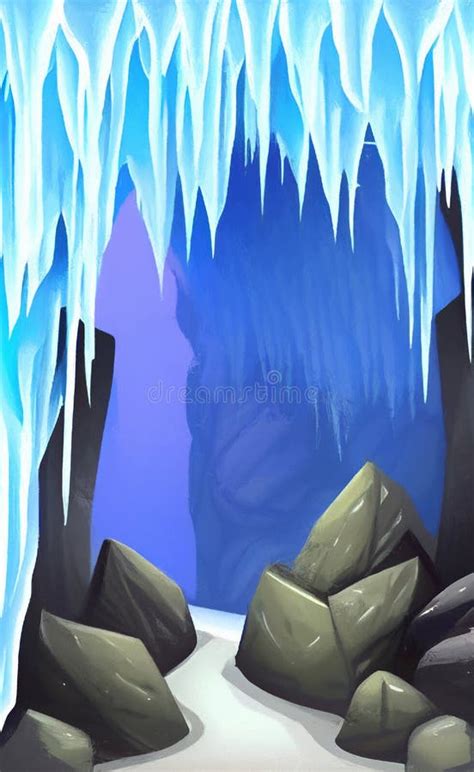 Ice Cave Entrance - Simplified Cartoonish Style Stock Illustration ...