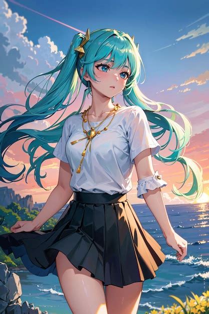 Premium AI Image | Anime girl with a green hair