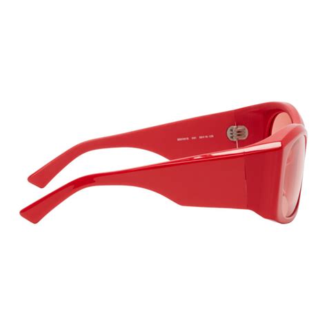 Balenciaga Red Oversized Thick Round Sunglasses Balenciaga