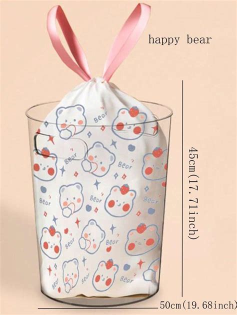 Cartoon Designed Drawstring Closure Garbage Bag Happy Bear Giant