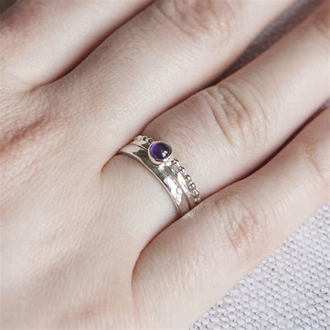 Amethyst Stackable Ring Set Silver Gemstone Ring February - Etsy