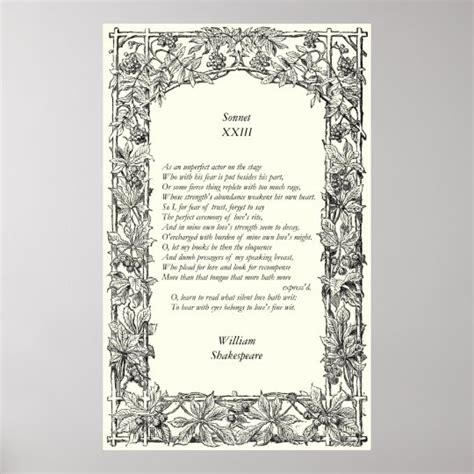 sonnet   william shakespeare poster zazzlecom