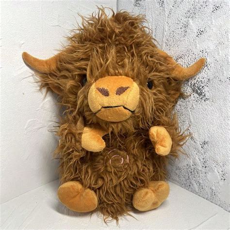 1 pièce jouet en peluche de vache à longs poils qui respire ours en