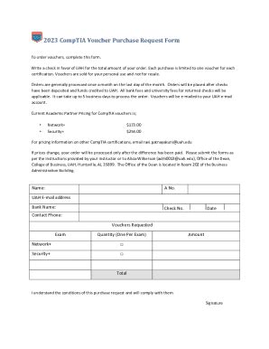 Fillable Online CompTIA Voucher Purchase Request Form Fax Email Print