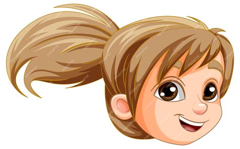 Premium Vector | Girl with ponytail hair head