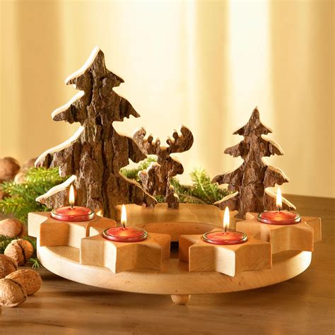 Adventskranz Mit Teelicht Weihnachtsdeko Holz Krippe Weihnachten Holz Adventskranz