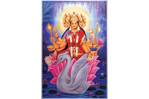 Indian Traditional Painting Goddess Gayatri Canvas Painting