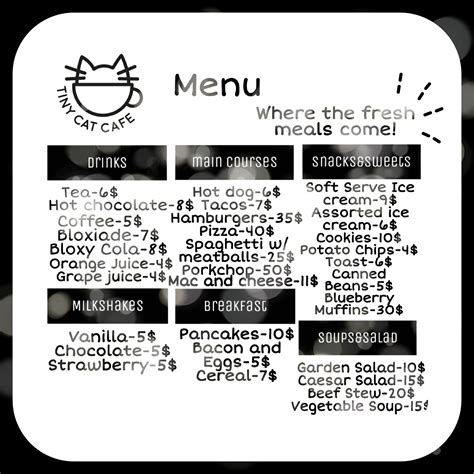 Bloxburg Menus Menu For A Bakery Cafe In 2021 Bloxburg Decal Codes