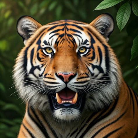 magnificent close    bengal tiger   jungle habitat stock