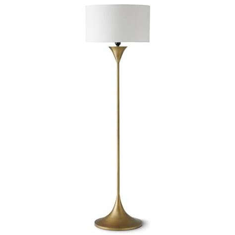 Gwen Modern Classic Antique Brass Steel Off White Shade Floor Lamp