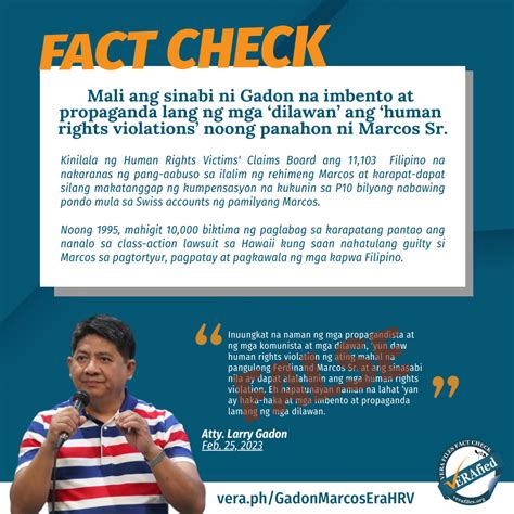 Vera Files Fact Check Pahayag Ni Gadon Na Propaganda Lamang Ng Mga