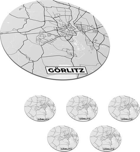 Onderzetters voor glazen Rond Stadskaart Plattegrond Görlitz