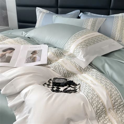 Luxo Bordado Bedding Set 100 Algod O Capa De Edred O Len Ol Fronha T