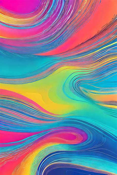 Neon Papercut Waves On Flat Background Stock Illustration Illustration Of Technological