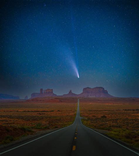 Comet Neowise Monument Valley Starry Night Highway 163 Mile Marker 13 Sandstone Fuji Gfx100 Fine