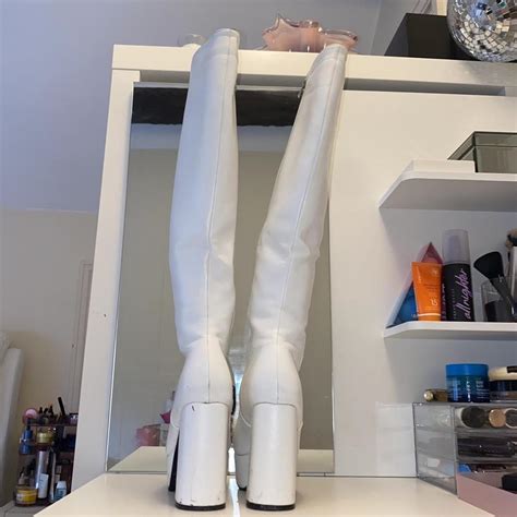 Whatta Showdown White Knee High Platform Boots From Depop