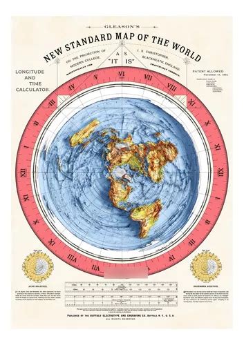 Mapa Terra Plana Gleason Batimétrico 1892 Tamanho A1 Parcelamento Sem Juros