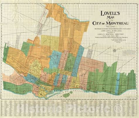 Historical Map 1920 Lovells Map Of The City Of Montreal Including