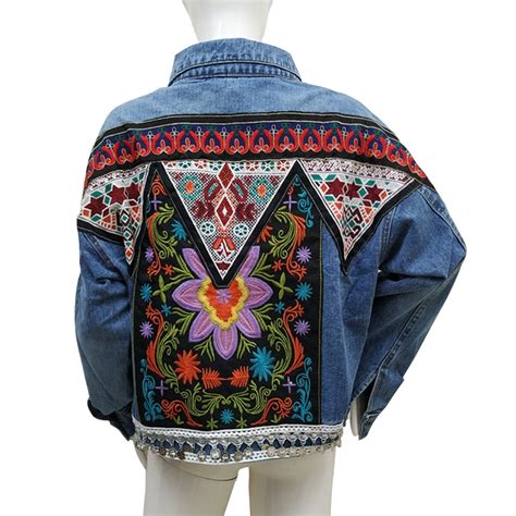 Flower Embroidery Denim Jacket Urbanwearoutsiders