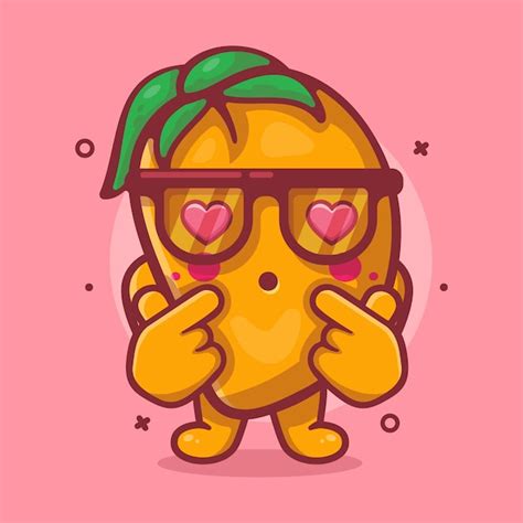 Premium Vector Kawaii Mango Fruit Character Mascot With Love Sign