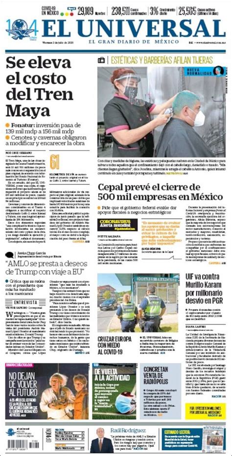 Periódico El Universal México Periódicos De México Edición De