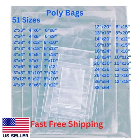 Multiple Sizes Clear Plastic Poly Bags 3mil Flat Open Top Plastic ...