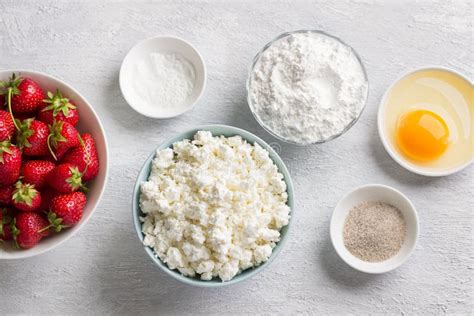 Ingredients For Homemade Cottage Cheese Gnocchi With Strawberry Sauce Cottage Cheese