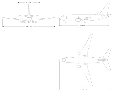 1997 Boeing 737-700 blueprints free - Outlines