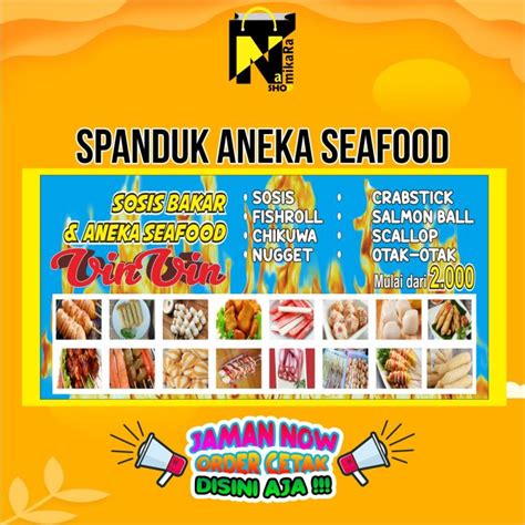 Spanduk Banner Backdrop Aneka Seafood Banner Seafood Dan Sosis Bakar