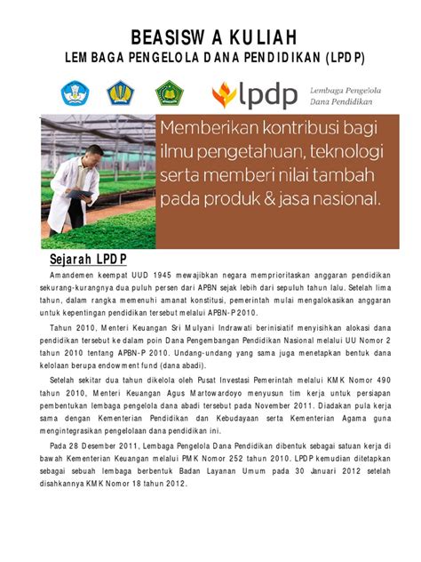 Pdf Beasiswa Kuliah Lpdp Dokumen Tips