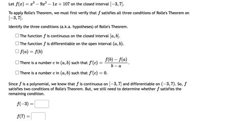 Solved Let F X X3 9x2 1x 107 ﻿on The Closed Interval