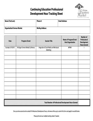 Continuing Education Tracking Form Fill And Sign Printable Template