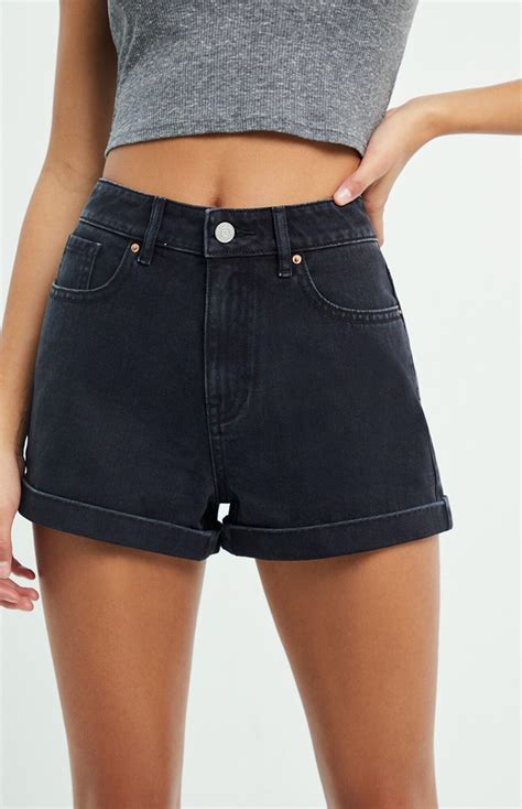 Pacsun Black Denim Mom Shorts Lyst